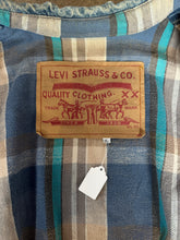 Vintage 90s Levi's Plaid Flannel Lined Denim Bomber Jacket|XL