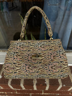 Vintage 50’s/60’s Handmade Paisley Tapestry Purse with Brass Turnlock Clasp