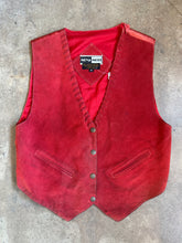 Vintage 90s Mona Mode Red Suede Vest|Medium