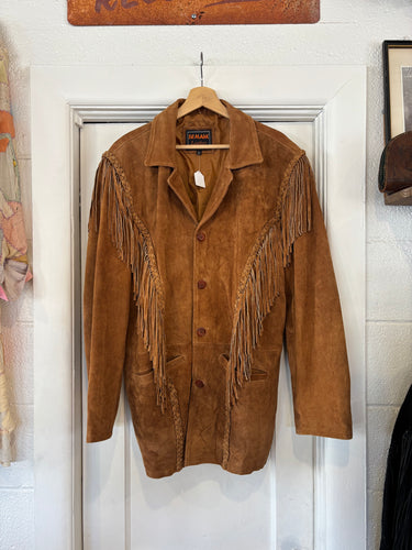 Vintage Suede Leather Fringe Jacket | Tag Size Large