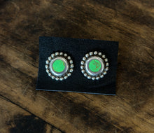 Vintage sterling silver + green gaspeite earrings