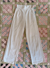 40’s ivory corduroy high waisted wide leg trousers | waist: 26"