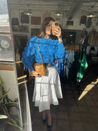 Vintage Neiman Marcus blue feather knit sweater