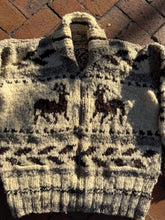 Vintage 70’s Cowichan Reindeer zip up hand knit sweater | sm/m