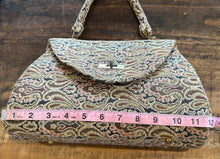 Vintage 50’s/60’s Handmade Paisley Tapestry Purse with Brass Turnlock Clasp