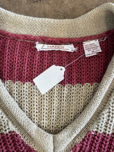 Vintage Andrea Haber Chunky Pink Stripe Slouchy V-Neck Sweater|M