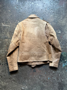 Vintage Diamond Leather light brown leather moto jacket | M