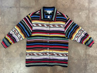 Vintage multicolor striped canvas shirt jacket|medium