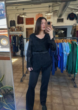 Vintage lizard print black leather belt