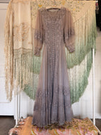 Rare! 30’s 40’s Lavender Net Lace Gown | xxs