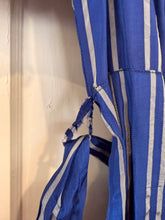 1940’s Blue Stripe Taffeta Hostess Dress | sm/m