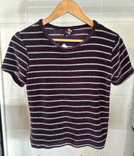 Vintage purple & gray stripe terry cloth tee