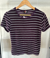 Vintage purple & gray stripe terry cloth tee