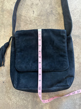 Vintage black leather + suede shoulder bag