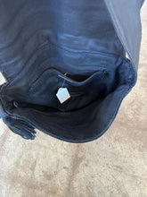 Vintage black leather + suede shoulder bag