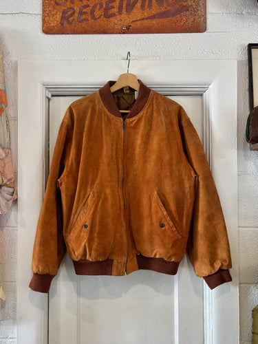 Vintage Suede Leather Bomber Jacket | Tag Size Medium