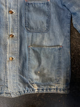 Vintage 60s Distressed Denim Blanket Lined Chore Coat|Large