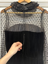 Vintage 1980’s Victor Costa black velvet + sheer polka dot dress
