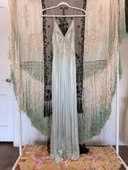 Antique 30’s Sea Foam Green Silk Slip Dress | Small