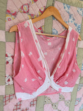 60’s pink shamrock blister crepe cotton crop top | medium