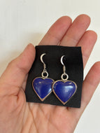 Vintage sterling silver + blue lapis heart earrings