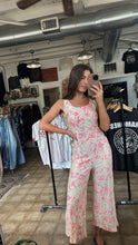 70’s pink + cream wide-leg jumpsuit