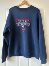 Vintage Guess Athletic Crewneck Sweatshirt Navy Blue|Medium