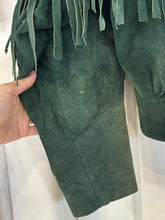 Vintage green suede fringe jacket