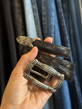 Vintage Brighton Belt With Black Crocodile-Embossed Leather
