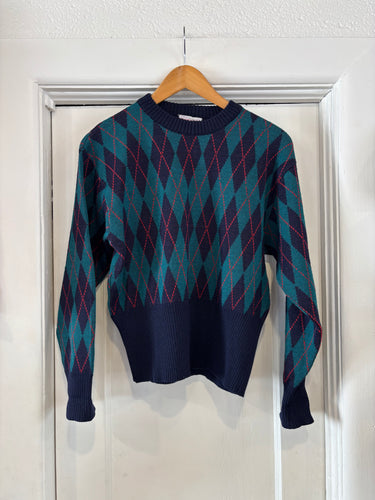 Vintage Wool Argyle Knit Sweater | Tag Size Medium