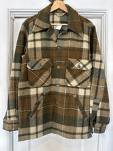 Vintage 70’s Woolrich Green/Brown Plaid Wool Shirt Jacket|Small