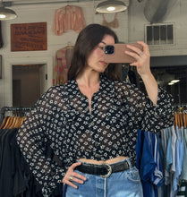 Vintage sheer star crop button up|medium
