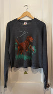 Vintage Brown Lab Cropped Sweatshirt | Tag Size XL