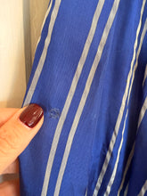 1940’s Blue Stripe Taffeta Hostess Dress | sm/m