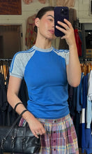 Vintage 70’s/80’s Blue + Grey Blank Varsity Tee|XS