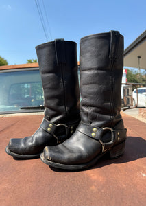 Vintage black leather harness boots | women’s 7