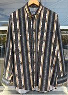 Vintage 90s Express Rider Aztec Striped Western Button Up Shirt|XL