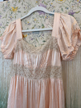 Antique 30’s Iris Silk & Rayon Peach Peignoir Robe Slip Set | sm/m