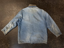 Vintage 60s Distressed Denim Blanket Lined Chore Coat|Large