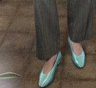 Vintage satin aqua blue kitten heels|size 9