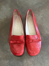 Vintage Red Leather Flats with Bow Detail|size 9.5
