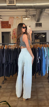 40’s ivory corduroy high waisted wide leg trousers | waist: 26"