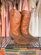 Vintage Dexter two tone leather & suede cowgirl boots | size 9