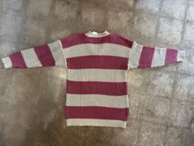 Vintage Andrea Haber Chunky Pink Stripe Slouchy V-Neck Sweater|M