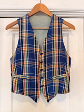 60’s Madras Plaid Taffeta Vest | Xs/Sm