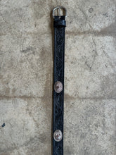 Vintage 90’s Western Black Leather Tooled Concho Belt