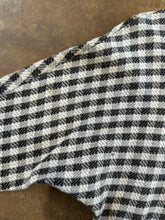 Vintage 70s Black & White Checkered Knit Sweater - Contrast Collar Cropped Dolman Top|xs/sm