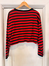 90’s BDP Red & Black Cotton Stripe Crop Long Sleeve | Medium