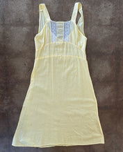 Vintage Butter Yellow Midi Dress with Lace Bodice|M/L