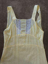 Vintage Butter Yellow Midi Dress with Lace Bodice|M/L